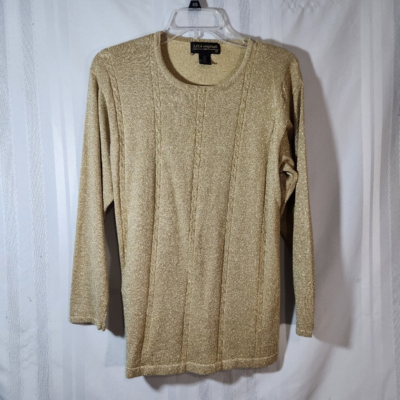 LISA ORIGINALS GOLD LONGSLEEVE PULLOVER SWEATER SIZE LARGE - Picture 1 of 13